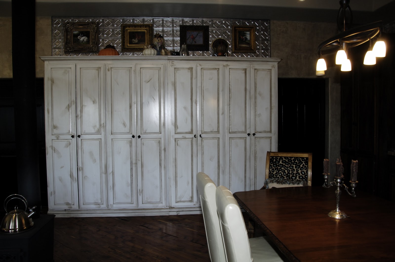 Rustic kitchen cabinet doors Instead of using glass in the upper cabinets I put in chicken wire