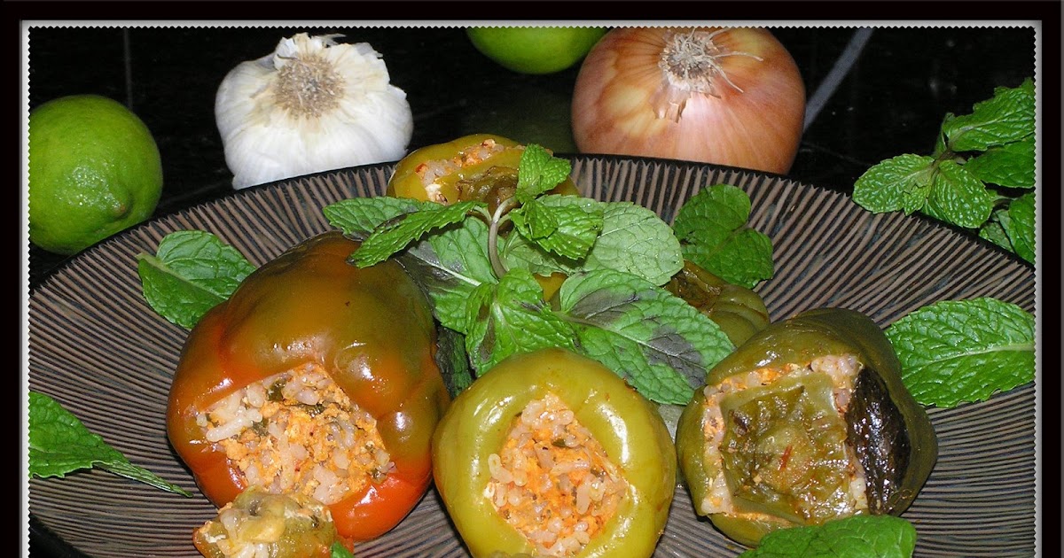 Turkish Food Passion Stuffed Peppers with Chicken (Tavuklu Biber Dolması)