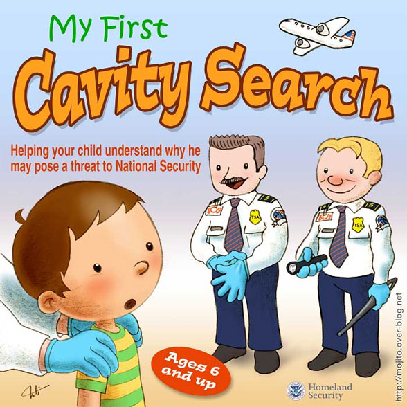 Cartoon of TSA agents preparing to grope little boy