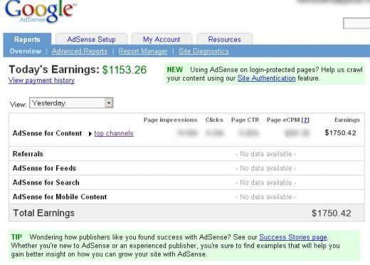 Adsense Earning Report Proof