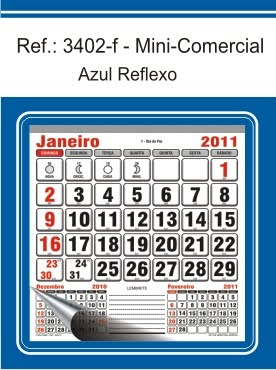 calendario mini comercial c/ Bloco 12 meses.