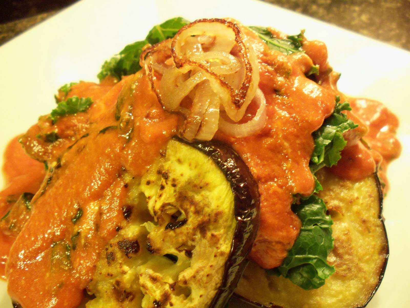 Well on Wheels The traveling vegan chef Eggplant and Kale Stacks