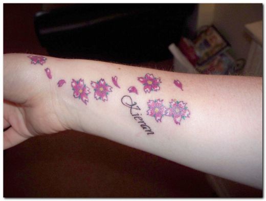 flower tattoos on wrist. heart tattoos on wrist for