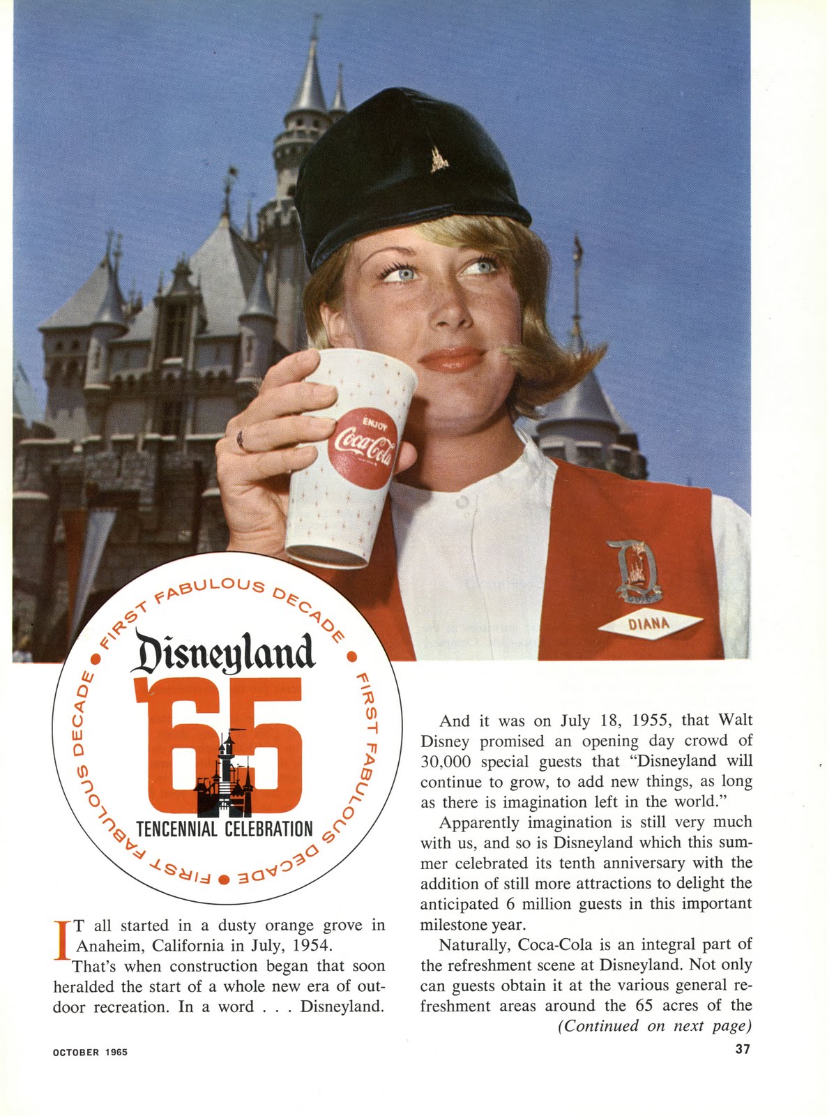 Vintage Disneyland Tickets The CocaCola Bottler October 1965