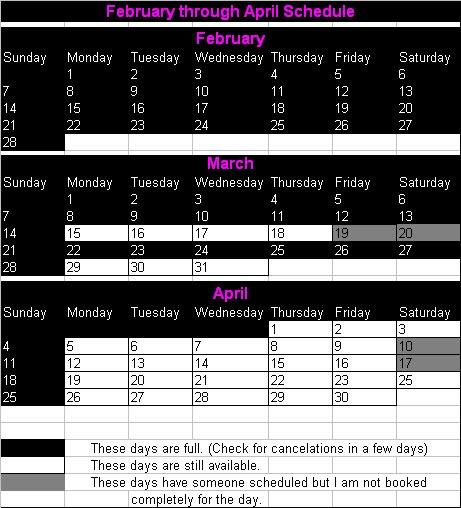 Schedule as of  02-01-10
