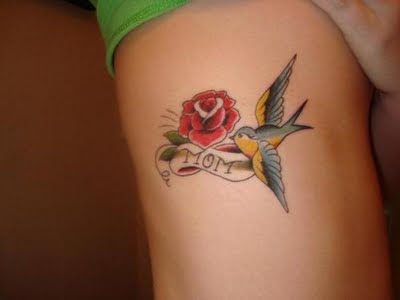  Rose Tattoo With Bird Tattoo Foot tattoos 