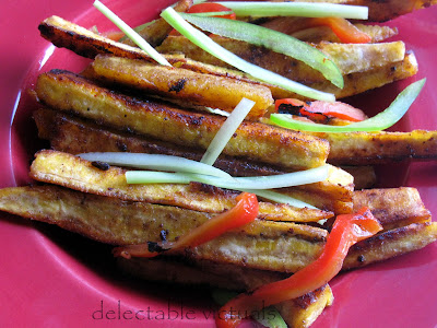 Pan-fried Plantain Wedges and Plantain Chips vazhakkai podimaas vazha poduthuval