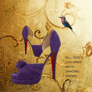 purple high heel shoes quote bird mixed media