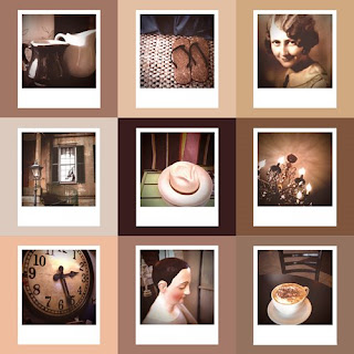iPhone polaroids collage, brown