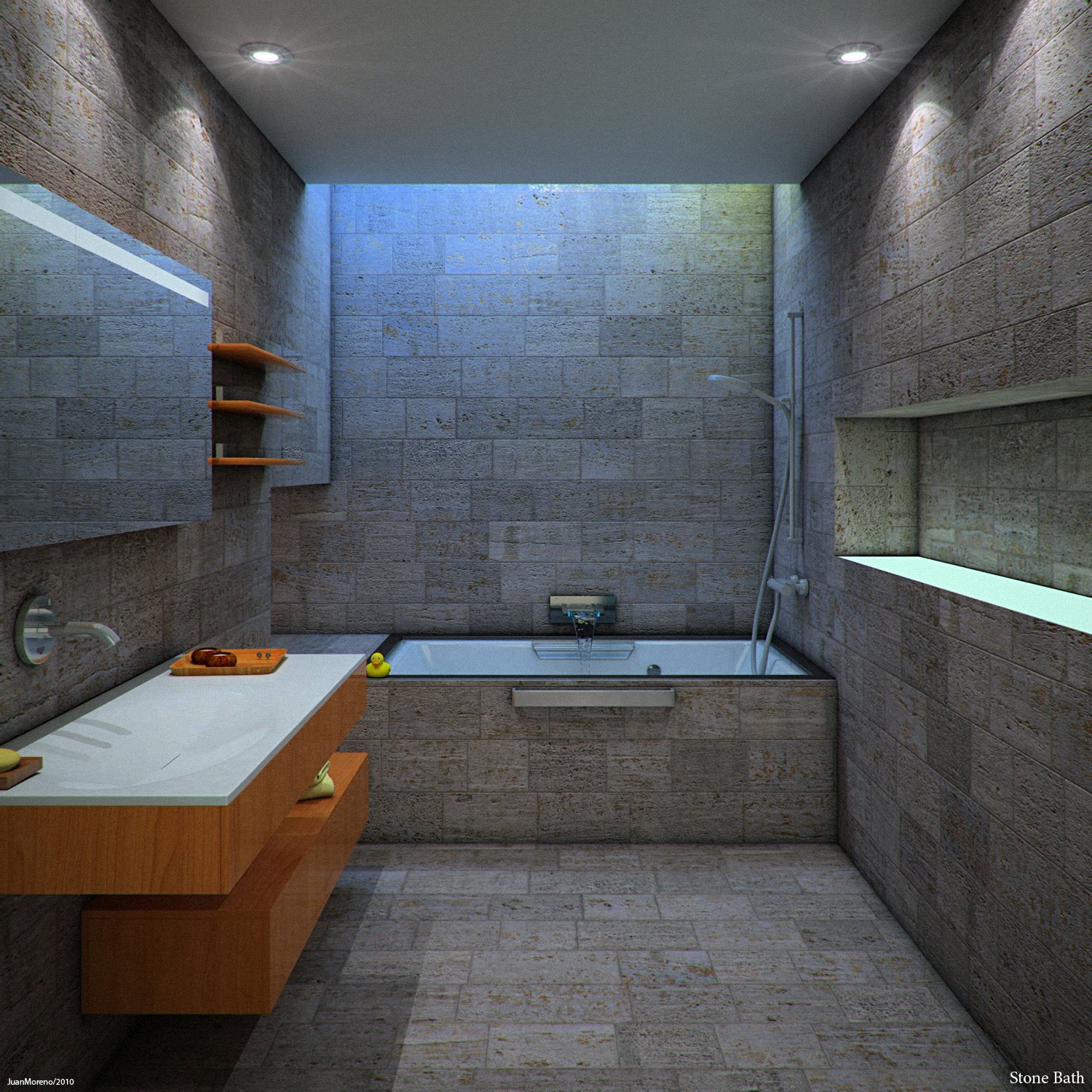 Juan Moreno : Diseño y 3D: Baño de Piedra