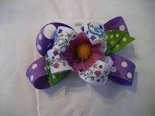 Multi-color Bow with pink flower #B8