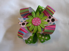 Green/Pink/Brown Bow #B15