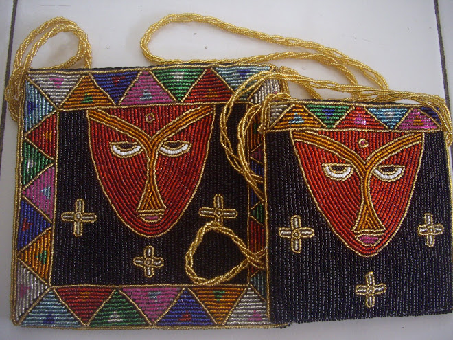 Handcrafted and Sewn, Brilliantly Colored Beadwork, Hand Bag.  Large and Small Size Pictured.