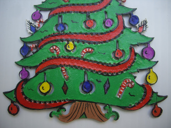 DECORATED, ORNAMENTED CHRISTMAS TREE. HANGING ORNAMENT. WAYANG-KULIT-STYLE, HANDMADE IN BALI