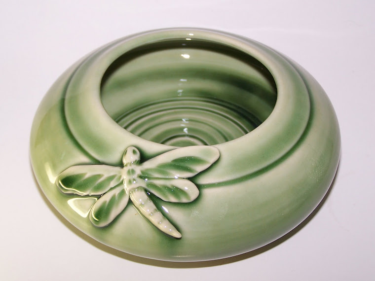 Green Celadon Dragonfly Bowl