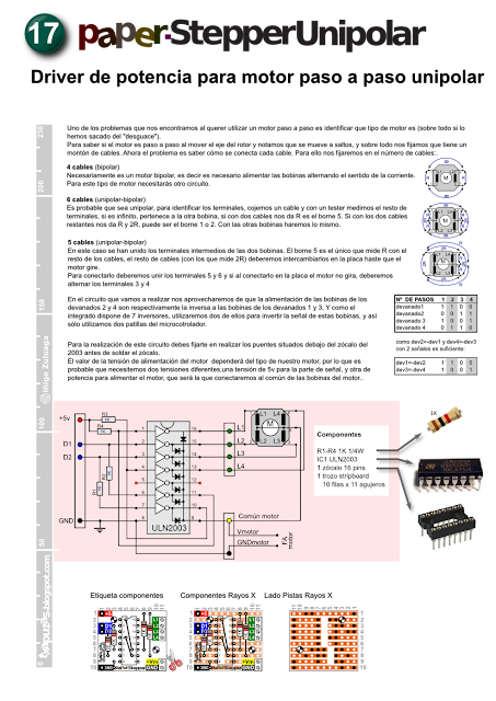 PaperSepperUnipolar: An homemade driver for unipolar stepper motor with uln2003