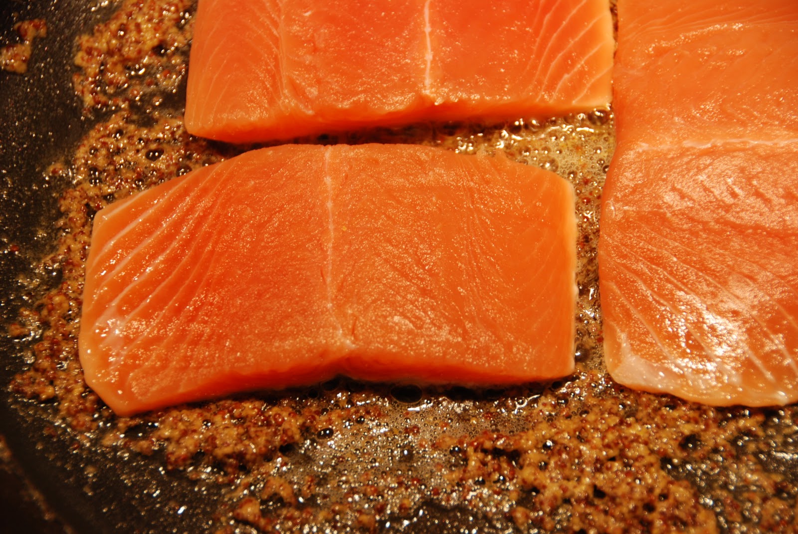 Salmon with Honey Mustard Pan Sauce