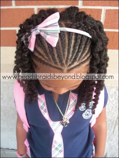 Beads, Braids and Beyond: Half Cornrows with Three Strand Twist Out