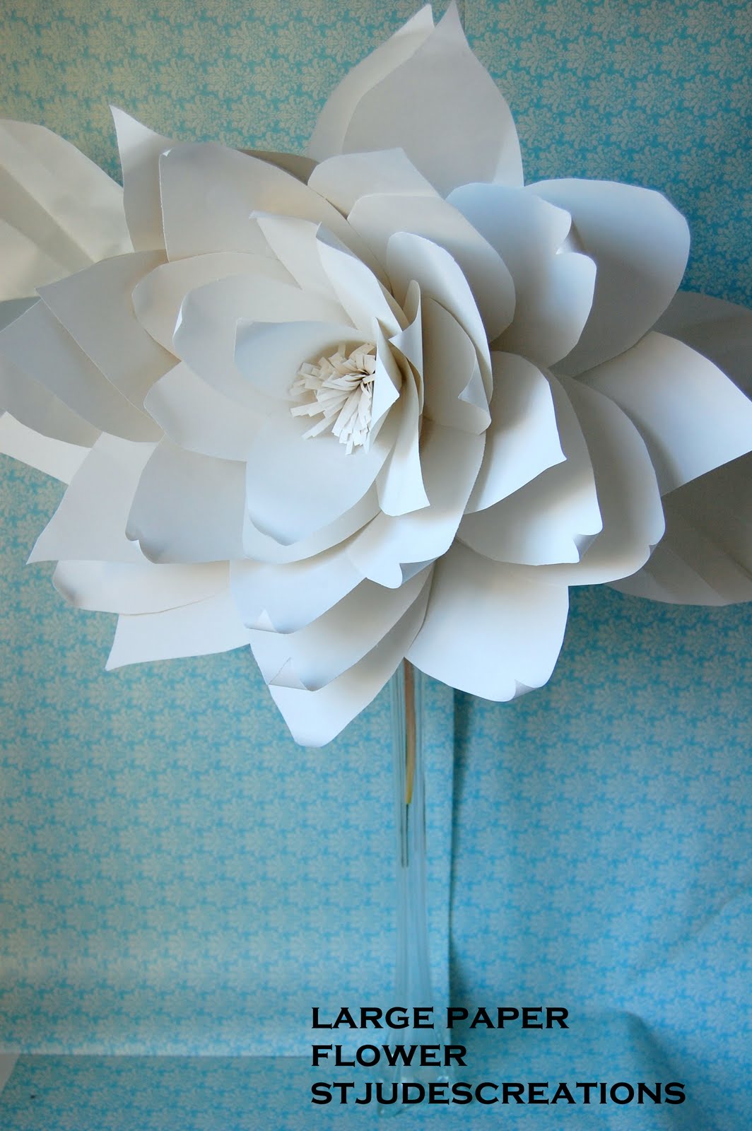 Chanel show inspired huge large white paper flowers backdrop Handmade