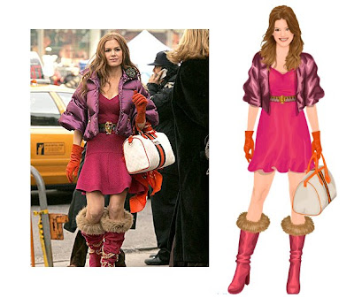 Zac Posen dress, Todd Oldham boots and Gucci bag