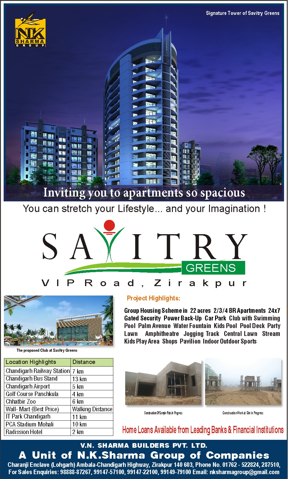 SAVITRY GREENS 2,3,4 Bhk Apartment For sale in Zirakpur Chandigarh