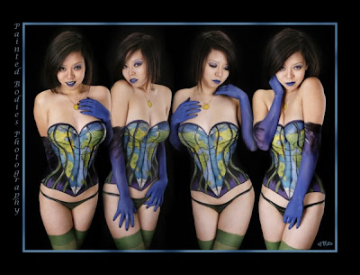Asian Model Shown With Body Painting With Different Pose
