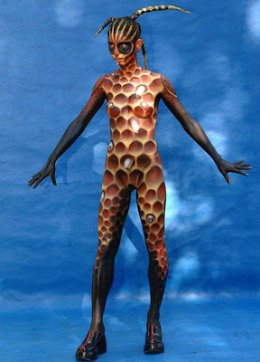 The Fin Fish In Orange Body Painting Art