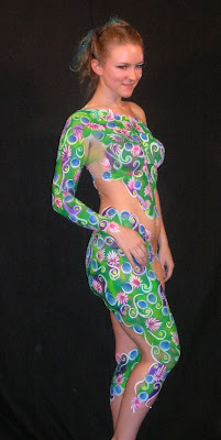Body Painting With Theme Green Flower Make More Fresh