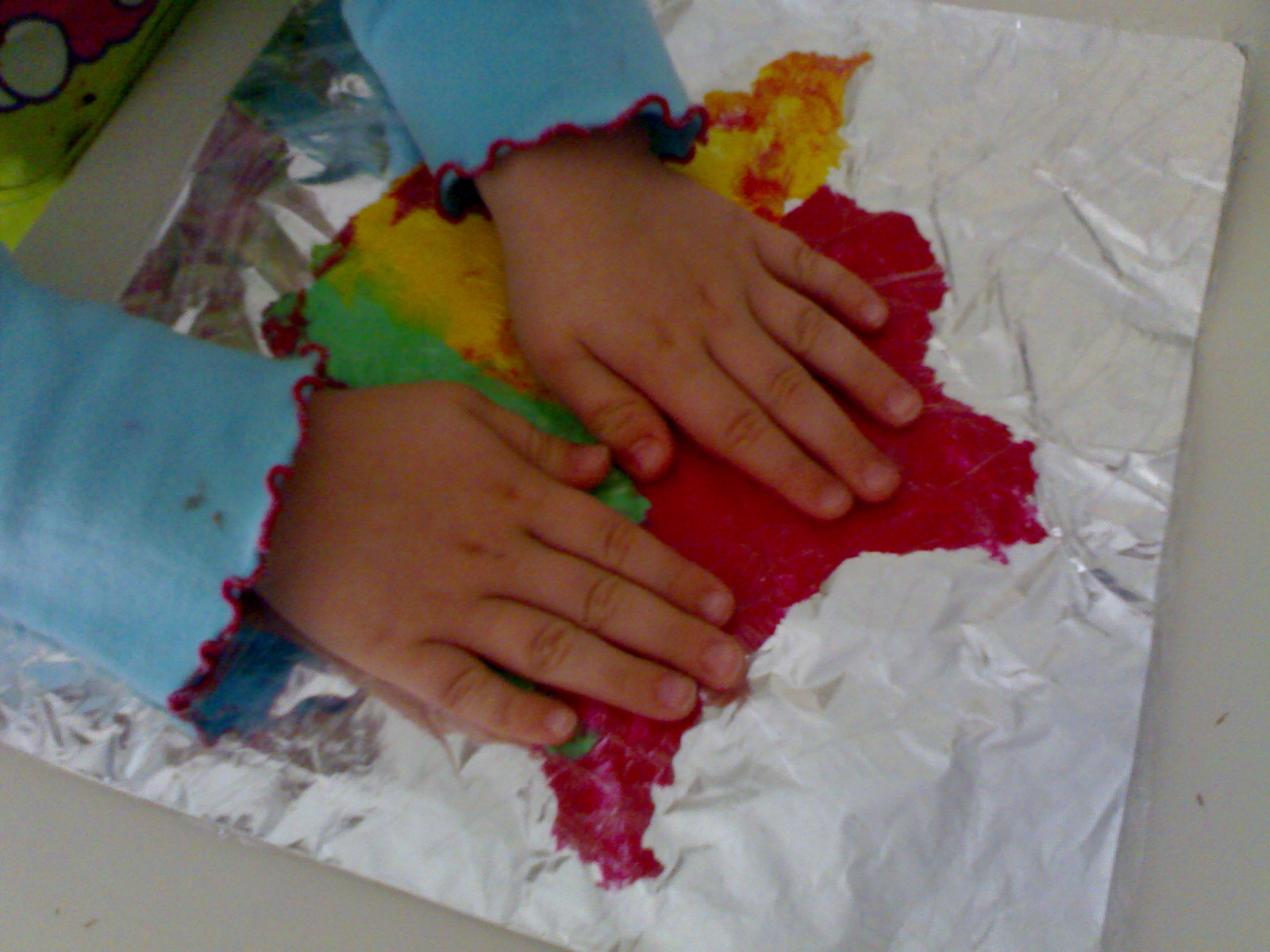 A Little Learning For Two Cling wrap painting