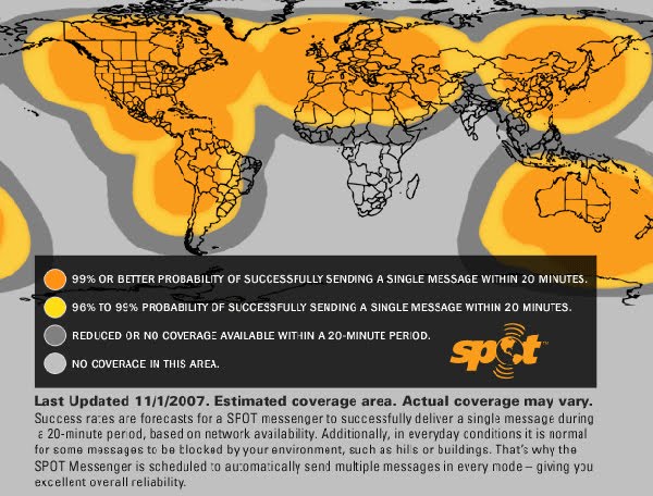 SPOT GPS worldwide coverage
