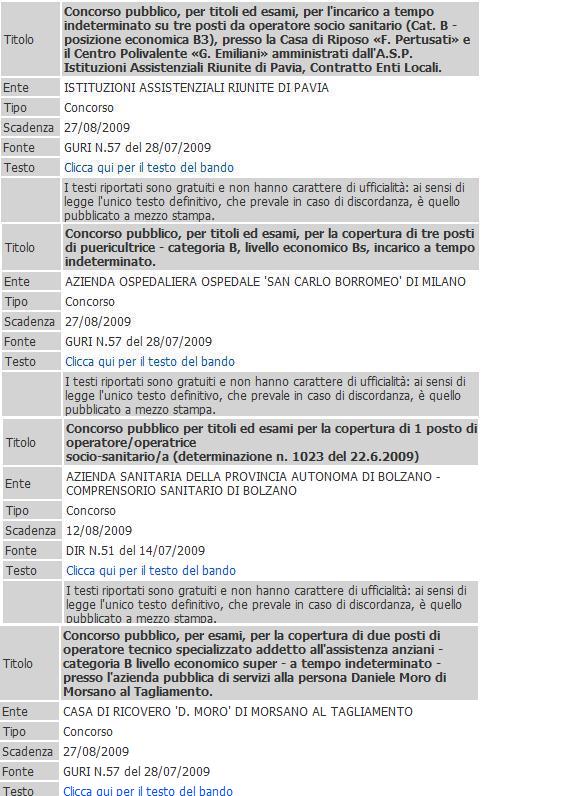 Concorsi 2009