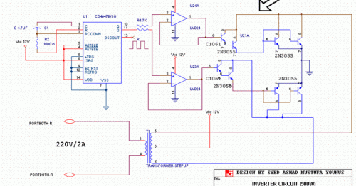 500W Low Cost Inverter Circuit 12V to 220V - Electronic Circuit