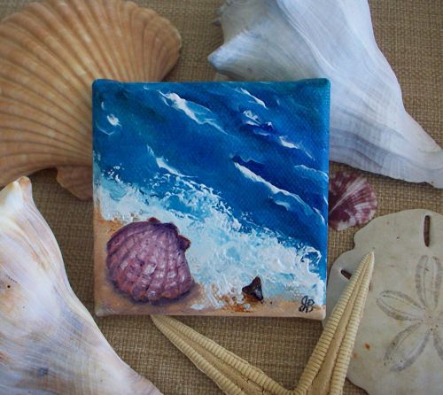 Judy Batterson Florida Art Calico Scallop And Shark Tooth A Mini