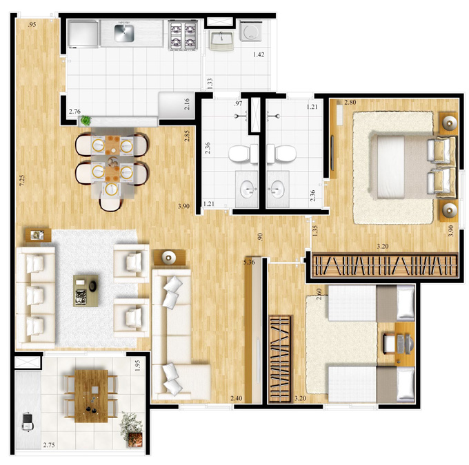 02 - Dorms. 01 - Suíte