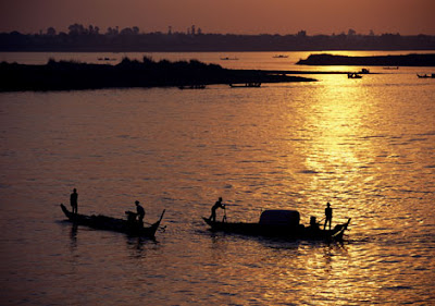 Traditional boats on the Mekong River