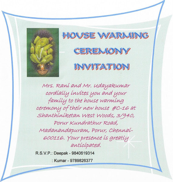 Our New House...: House warming ceremony invitation