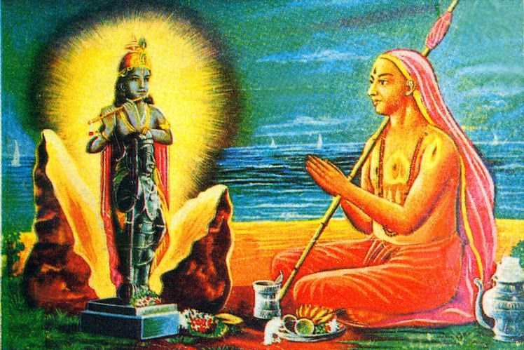 Madhwacharya worshipping Shri Krishna