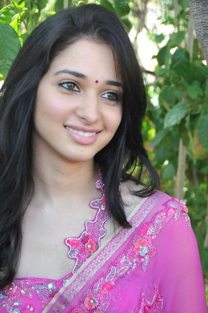 Actress Tamanna hot and sexy in pink saree