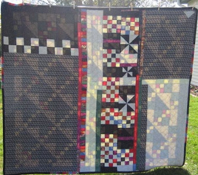 Triangle and Square Quilt in Black and Scrap Fabric