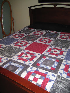 Graduation Quilt from 2000, red, white and blue fabric