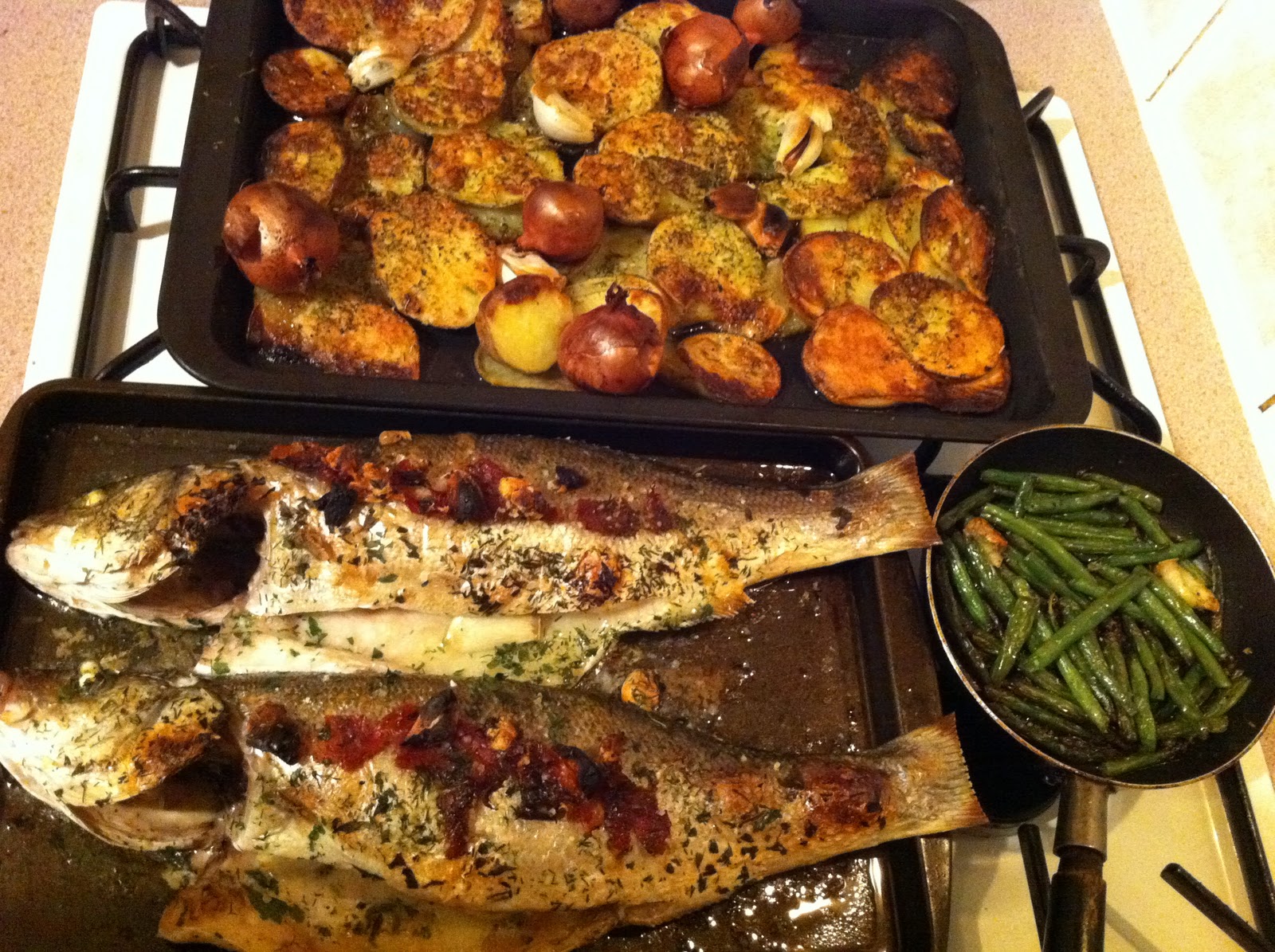 Egg's Kitchen Sea Bass with Sliced Roasted Potatoes