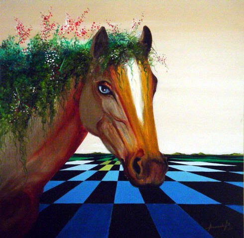 Flowers on your head_óleo s/ tela 80x80 cm