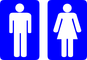 an average looking washroom sign where the men's and women's  washrooms are indicated with stick figures