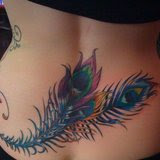 peacock tattoo on girls lower back 