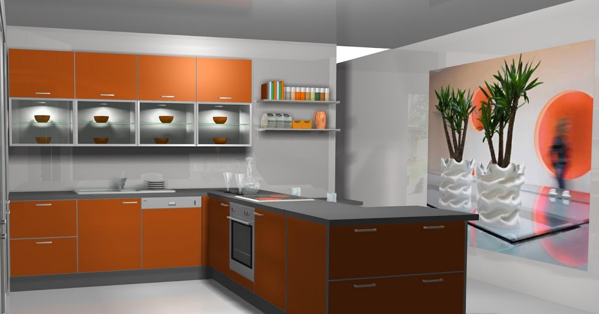 Diseño muebles de cocina: Cocina en naranja y gris