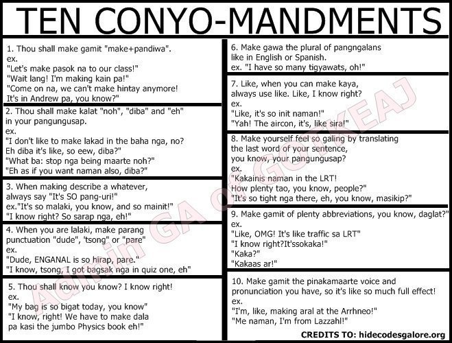How Are You Philippines?: TEN CONYO-MANDMENTS [very funny!]