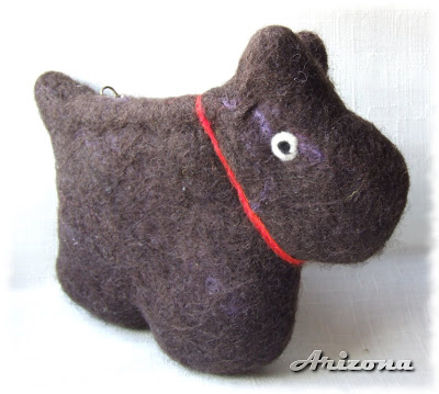 wet felted coin purse dog