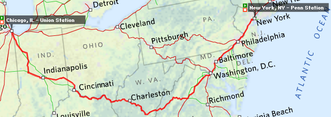 Amtrak Cardinal Route Map Planes Trains And Running Amtrak Service And Fares 4 Routes Long Distance Trains Eastern Chicago To The East Coast