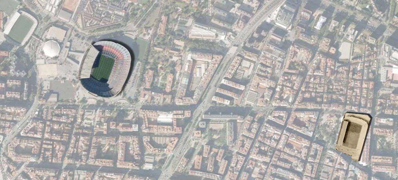 Camp de les Corts from the sky in 1929, the stadium that Barça played