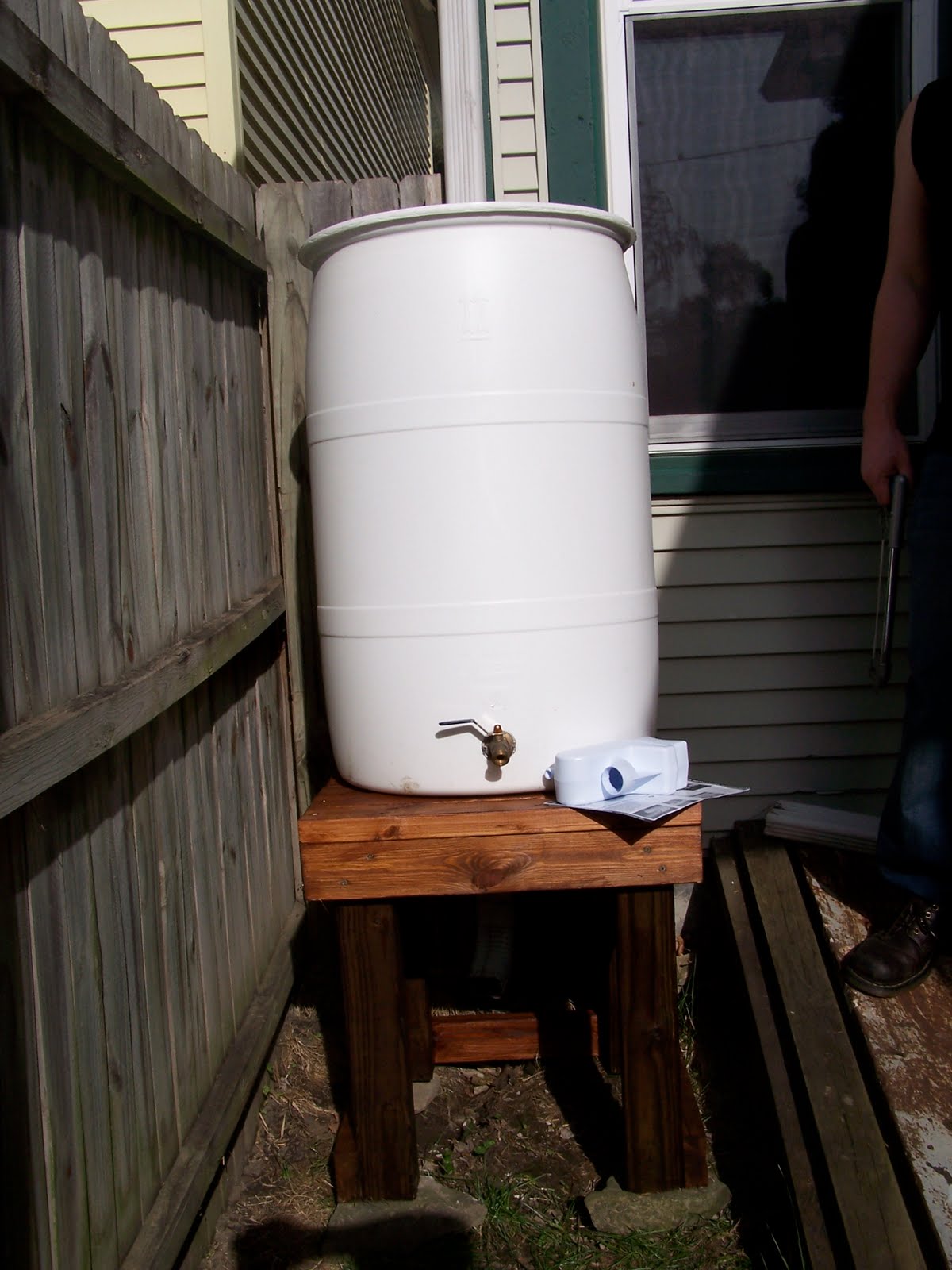Making purses and saving the world Rain Barrel Installation Part 2